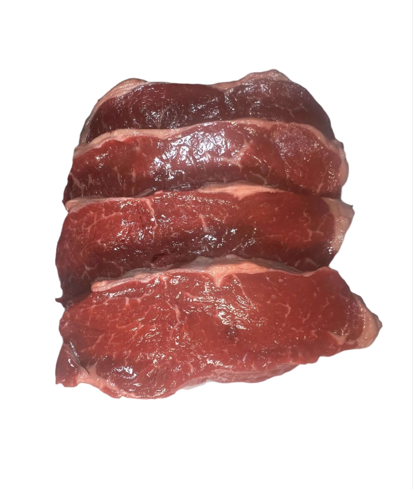 Four premium Porterhouse steaks stacked, showcasing rich marbling and vibrant red color, ideal for BBQ grilling.