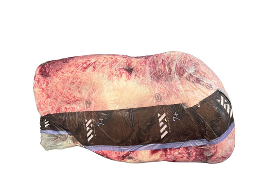 Rangers Valley Opal Wagyu Point End Brisket MB7+, ideal for slow cooking, showcasing rich marbling and premium packaging.